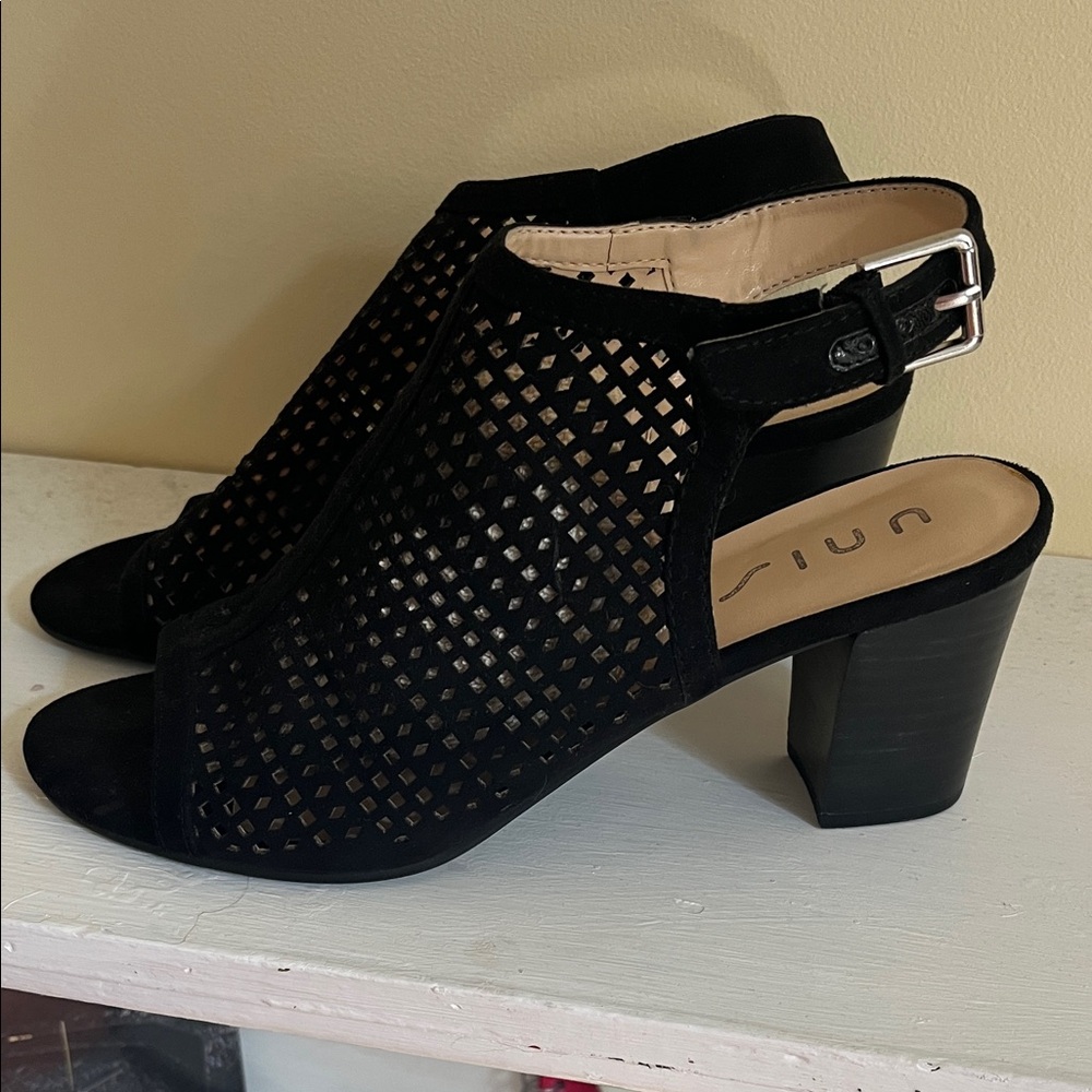 Unisa Black Cut-Out Heeled Sandals